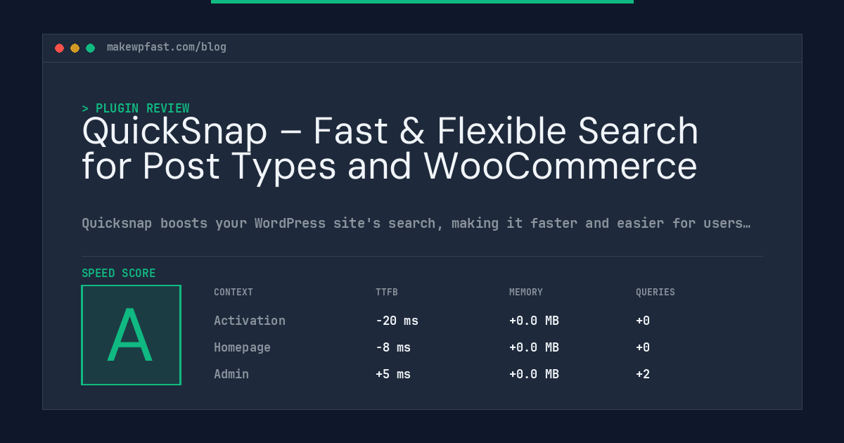 QuickSnap – Fast & Flexible Search for Post Types and WooCommerce - MakeWPFast