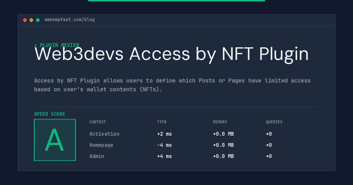 Web3devs Access by NFT Plugin - MakeWPFast