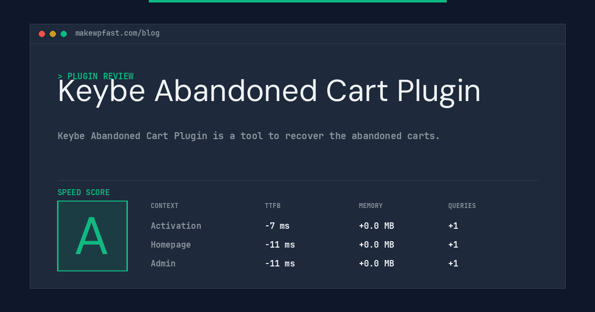 Keybe Abandoned Cart Plugin - MakeWPFast