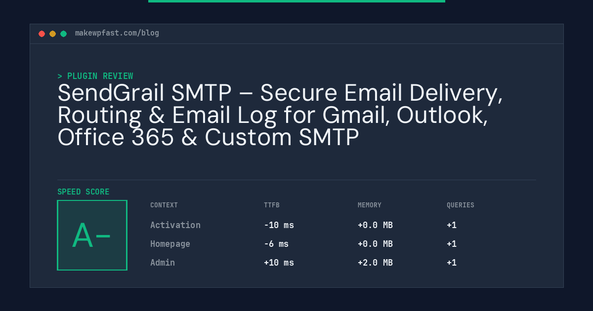 SendGrail SMTP – Secure Email Delivery, Routing & Email Log for Gmail, Outlook, Office 365 & Custom SMTP - MakeWPFast