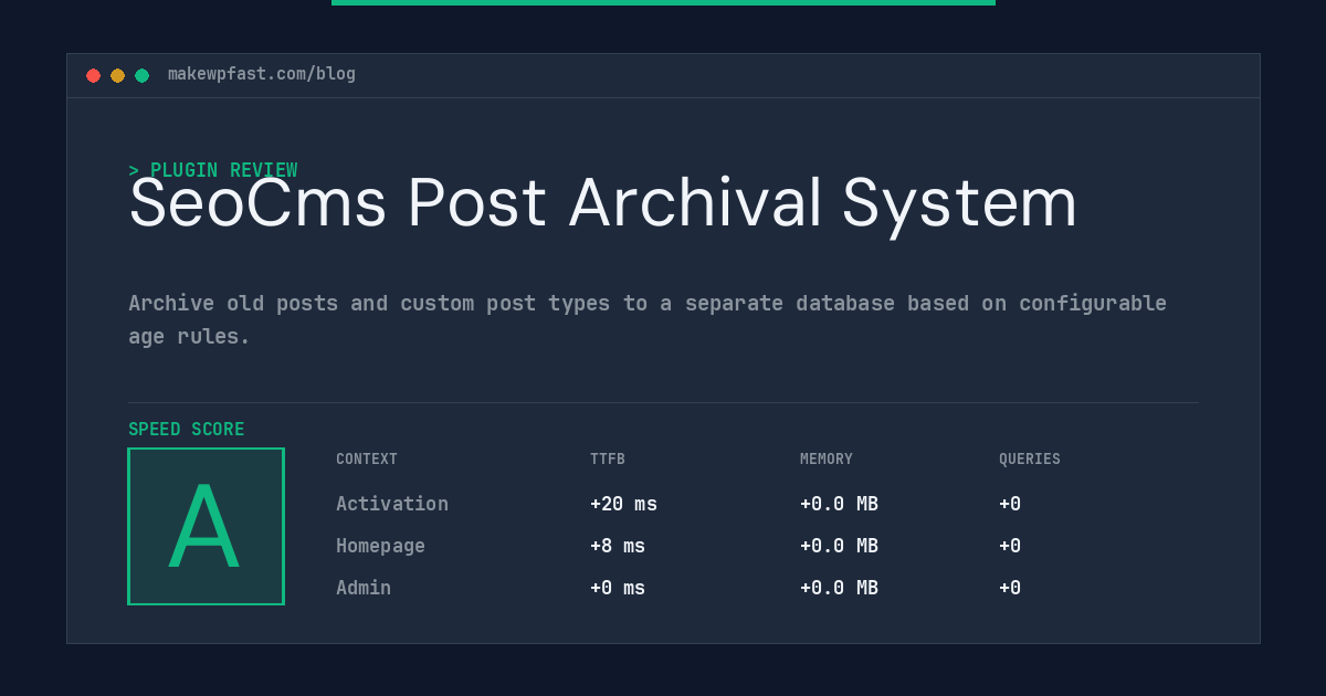 SeoCms Post Archival System - MakeWPFast