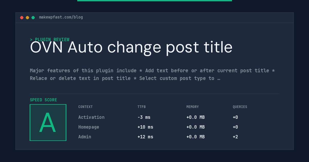 OVN Auto change post title - MakeWPFast