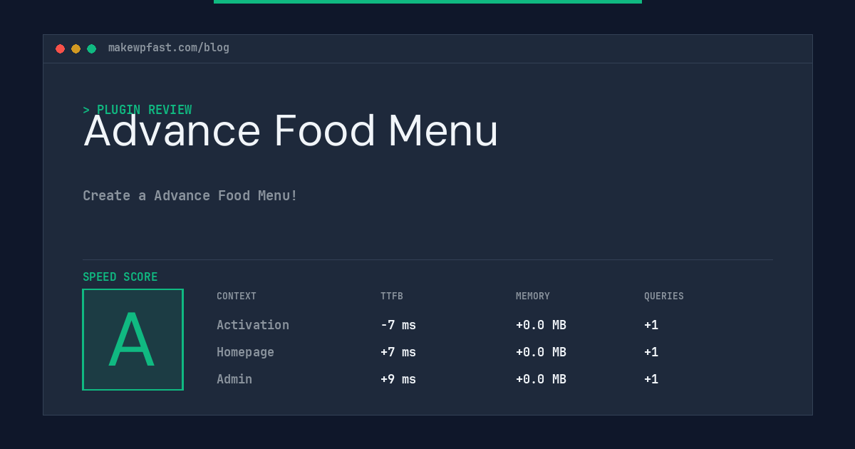 Advance Food Menu - MakeWPFast