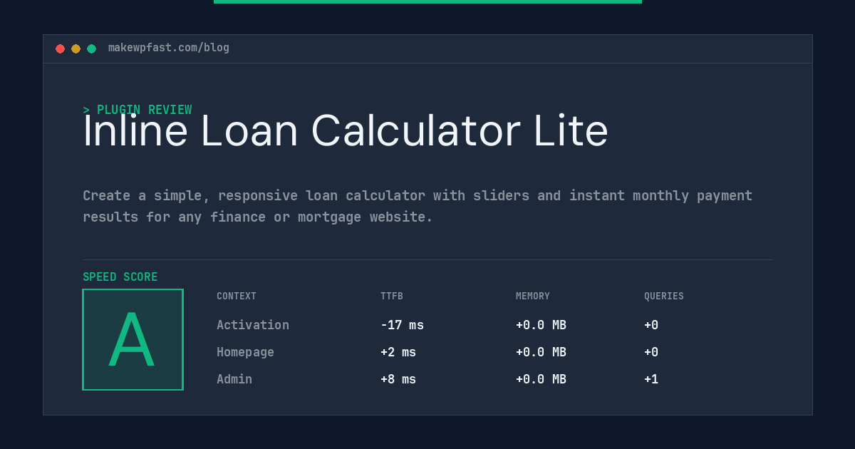 Inline Loan Calculator Lite - MakeWPFast
