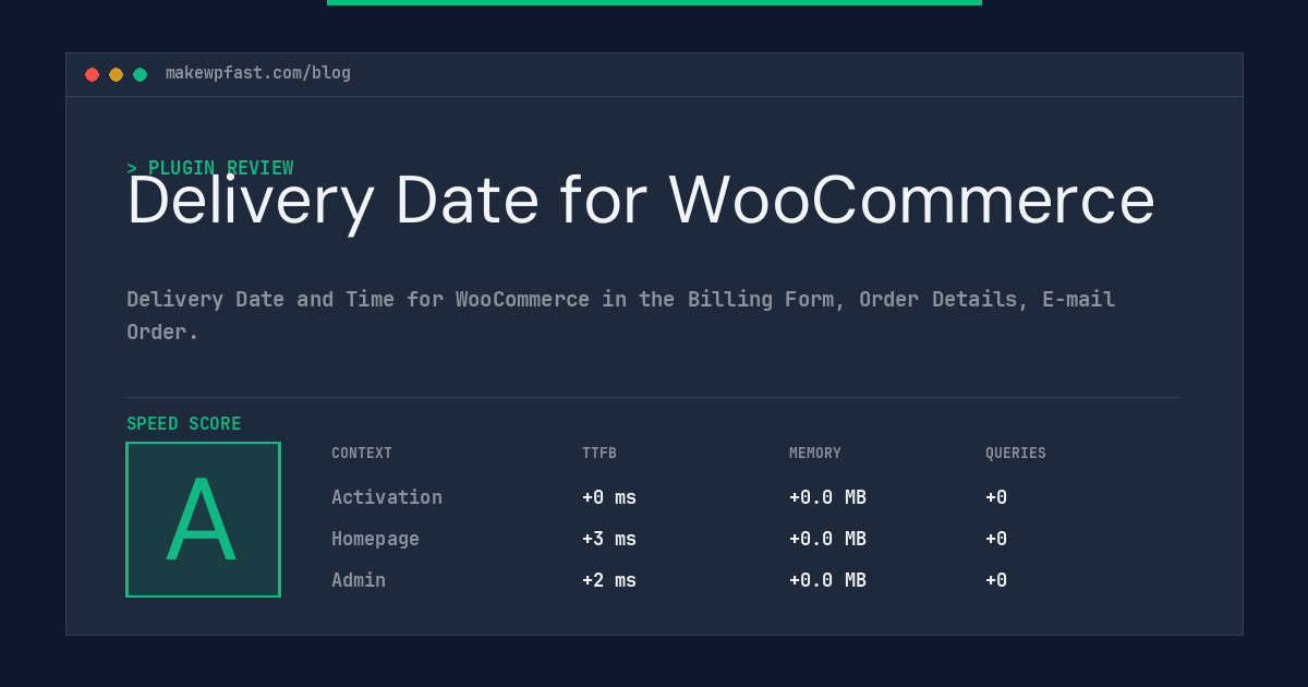Delivery Date for WooCommerce - MakeWPFast