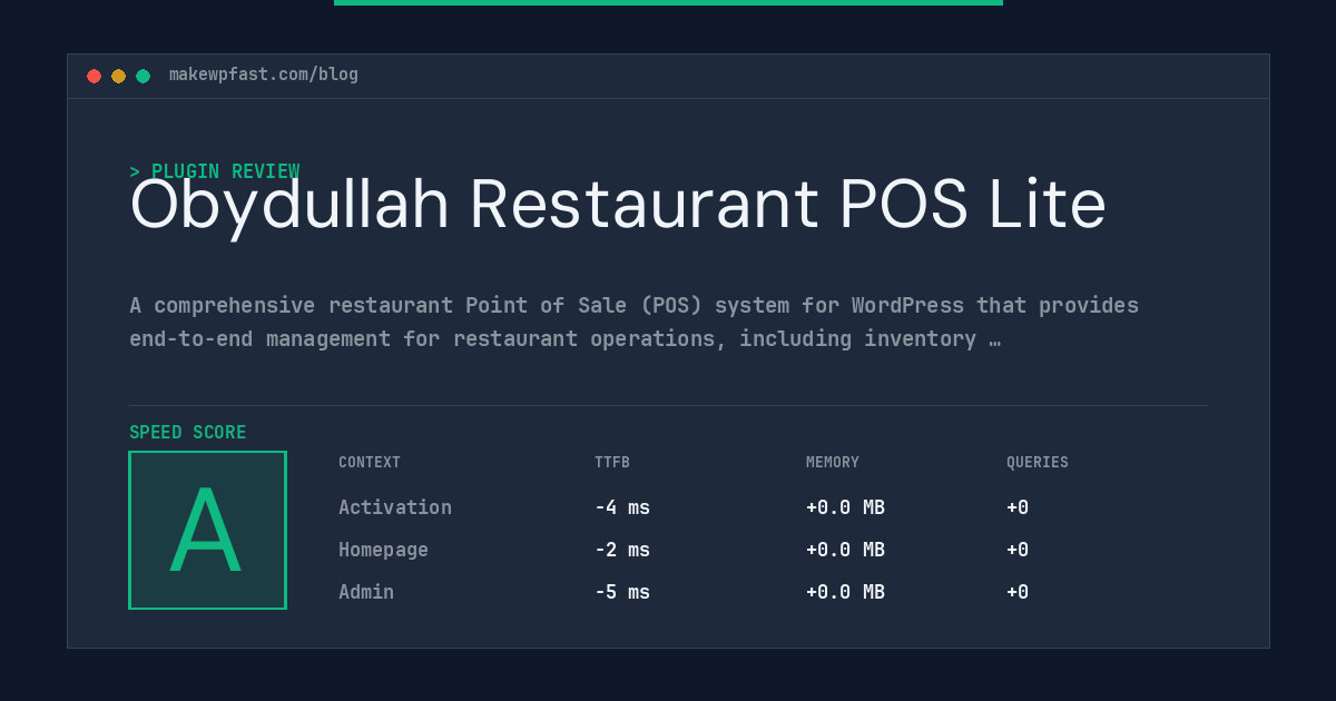 Obydullah Restaurant POS Lite - MakeWPFast