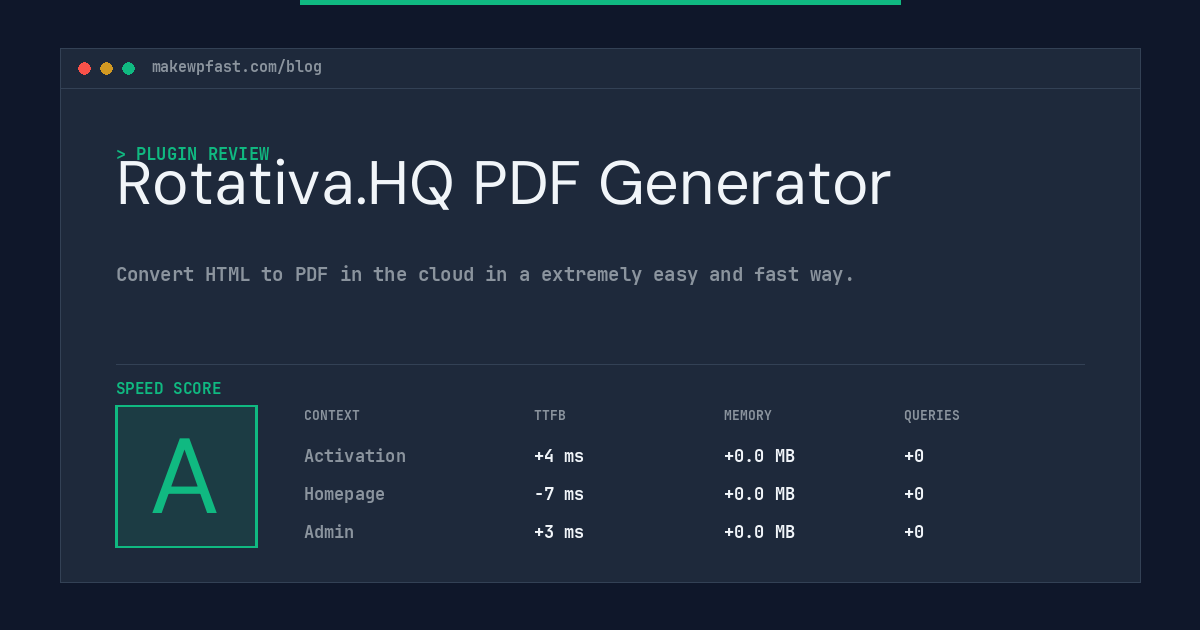 Rotativa.HQ PDF Generator - MakeWPFast