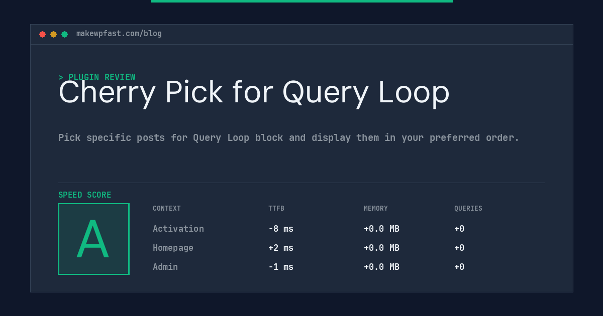 Cherry Pick for Query Loop - MakeWPFast