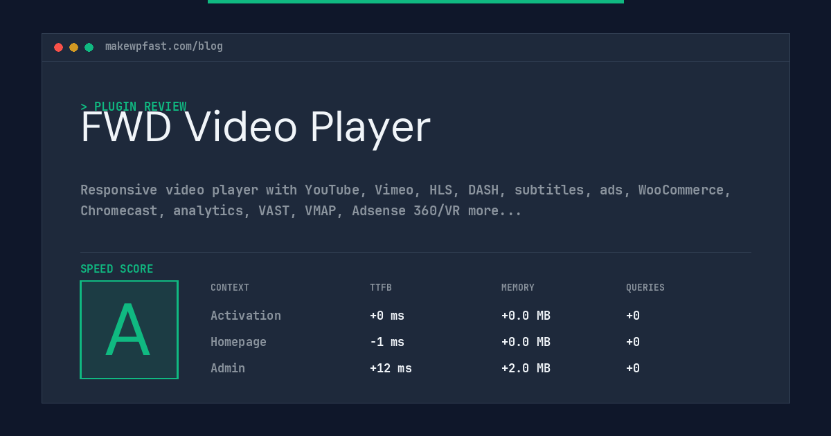 FWD Video Player - MakeWPFast