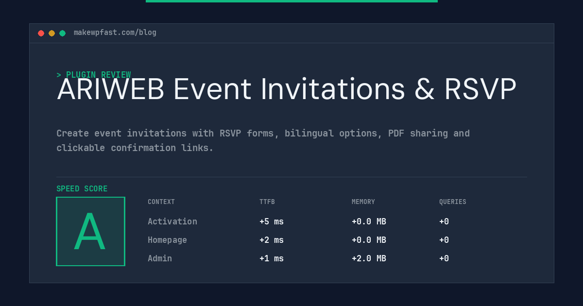 ARIWEB Event Invitations & RSVP - MakeWPFast