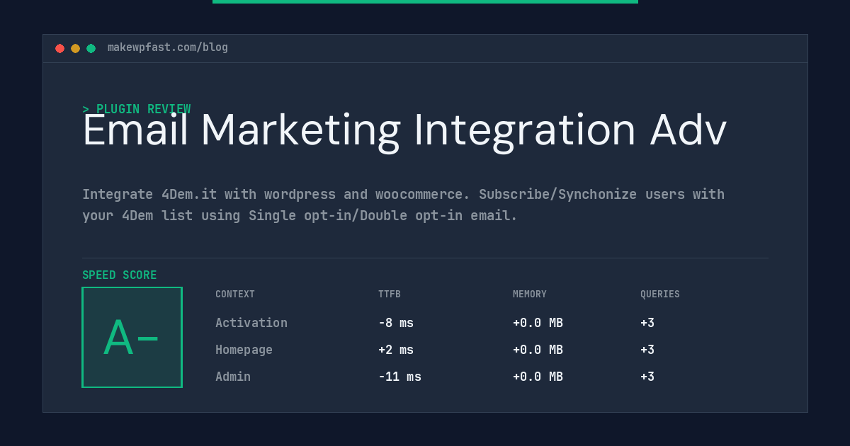 Email Marketing Integration Adv - MakeWPFast