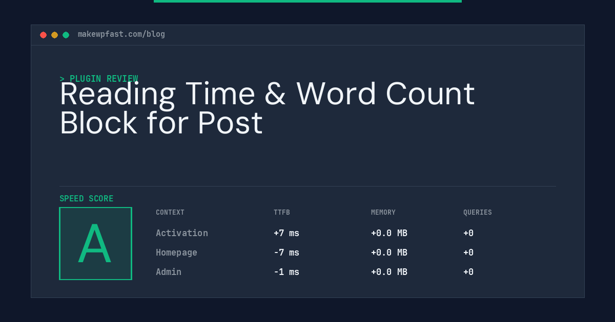 Reading Time & Word Count Block for Post - MakeWPFast