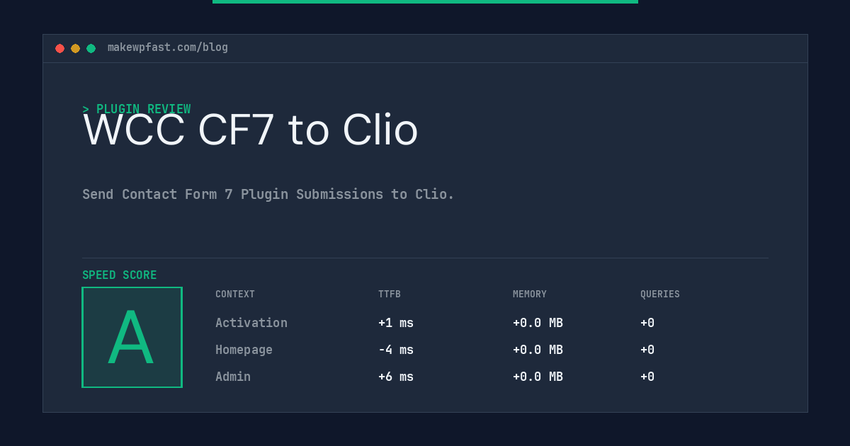 WCC CF7 to Clio - MakeWPFast