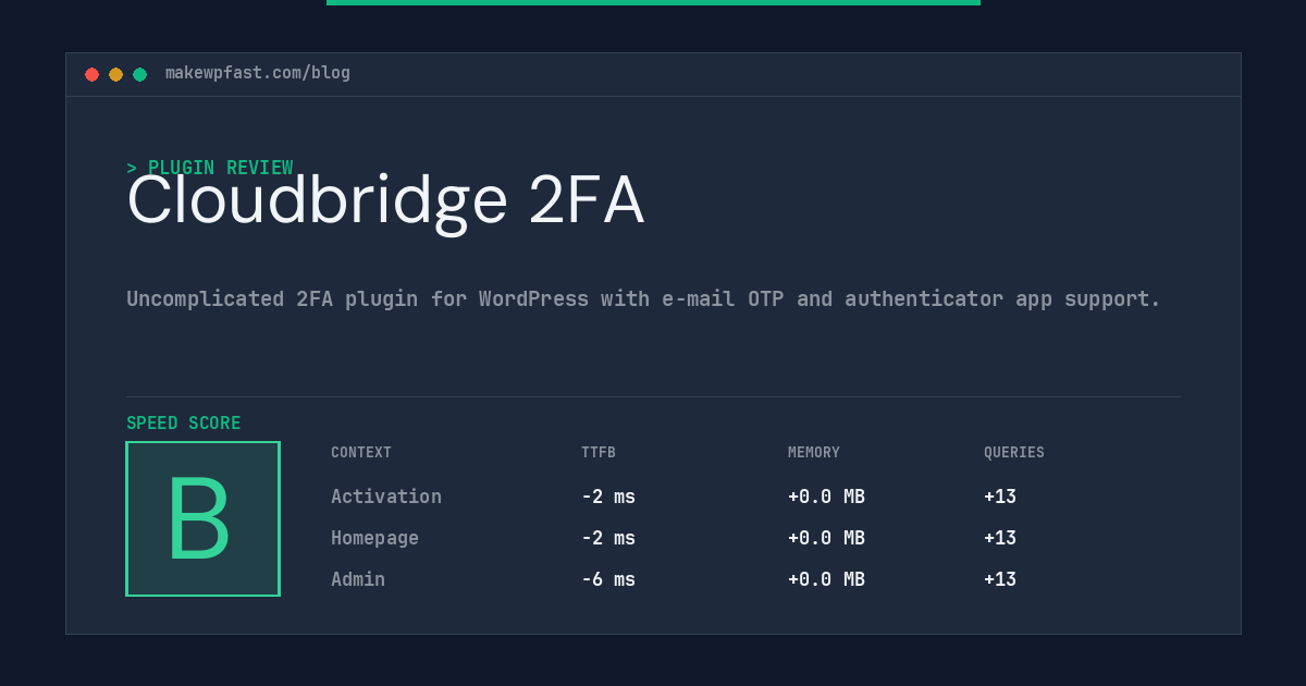 Cloudbridge 2FA - MakeWPFast
