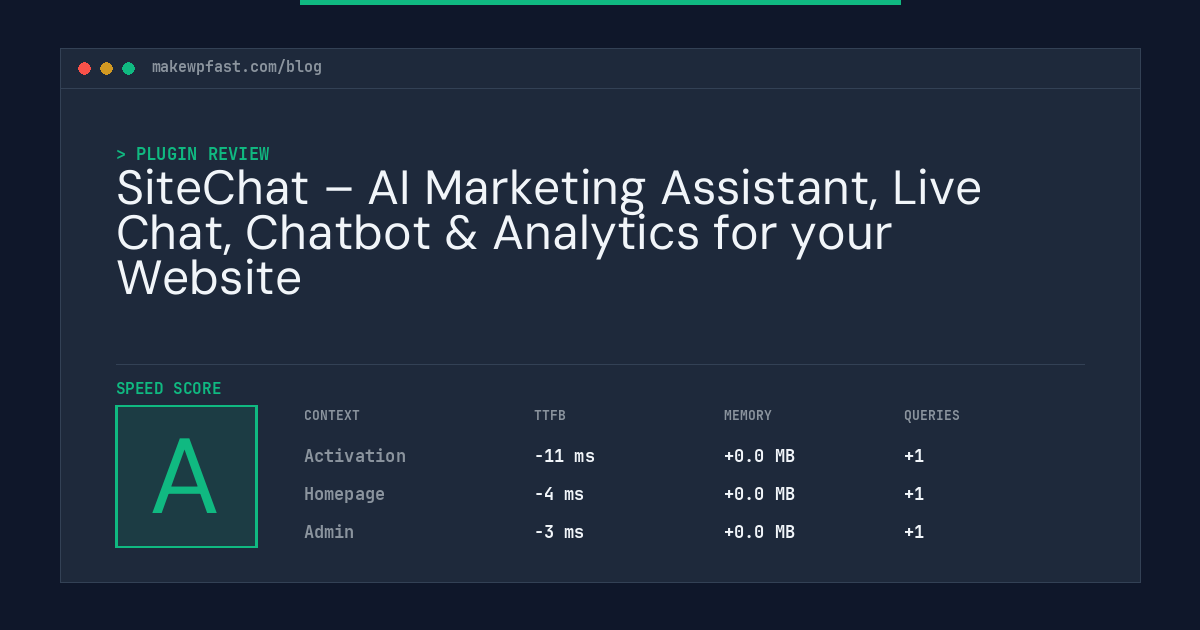 SiteChat – AI Marketing Assistant, Live Chat, Chatbot & Analytics for your Website - MakeWPFast