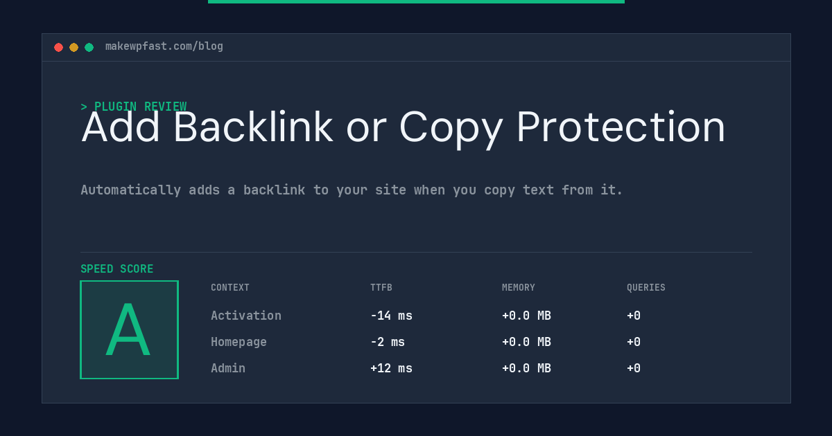 Add Backlink or Copy Protection - MakeWPFast