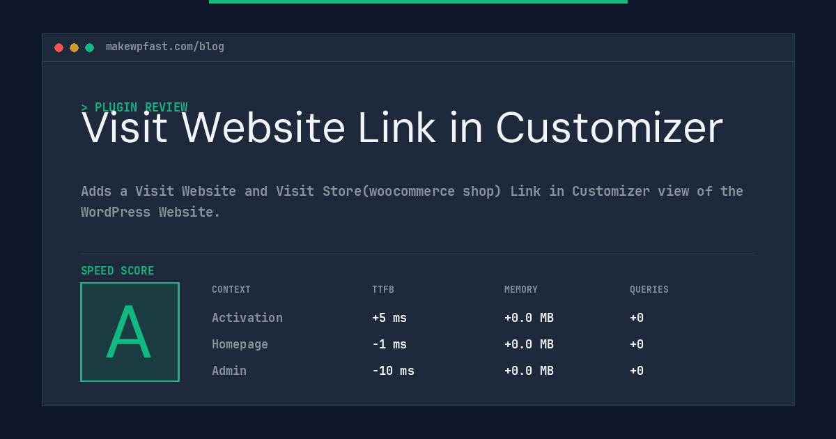 Visit Website Link in Customizer - MakeWPFast