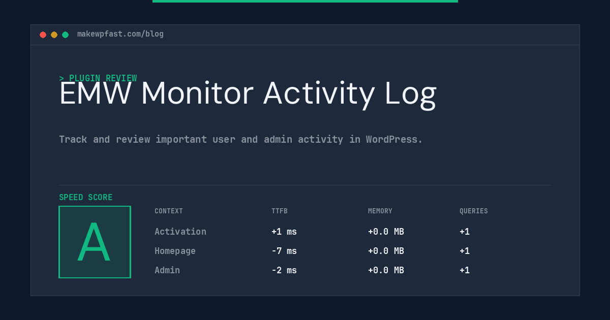 EMW Monitor Activity Log - MakeWPFast