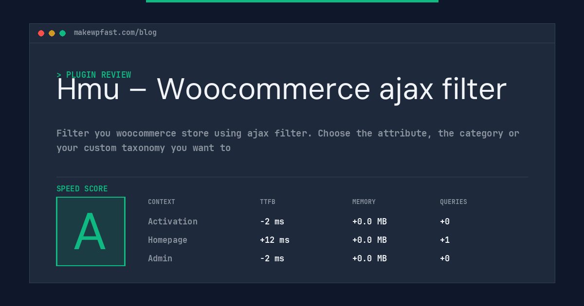 Hmu – Woocommerce ajax filter - MakeWPFast