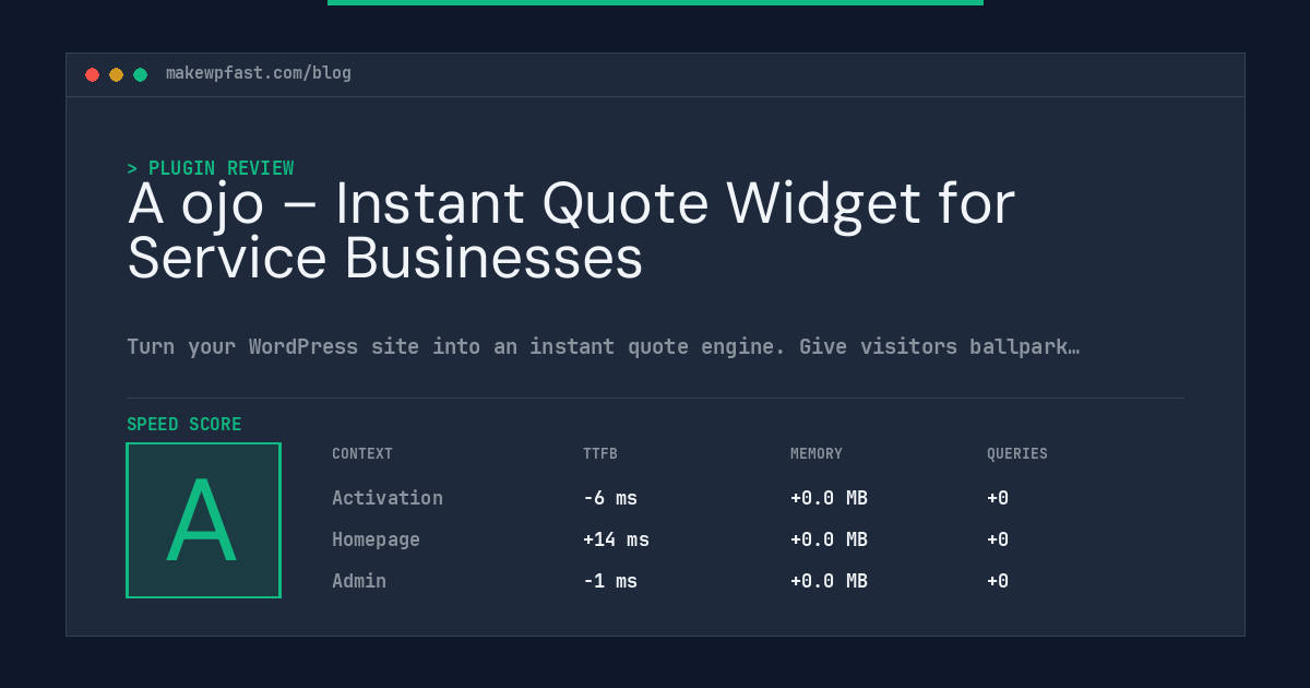 A ojo – Instant Quote Widget for Service Businesses - MakeWPFast