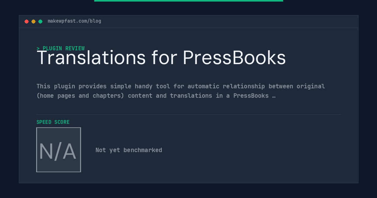 Translations for PressBooks - MakeWPFast