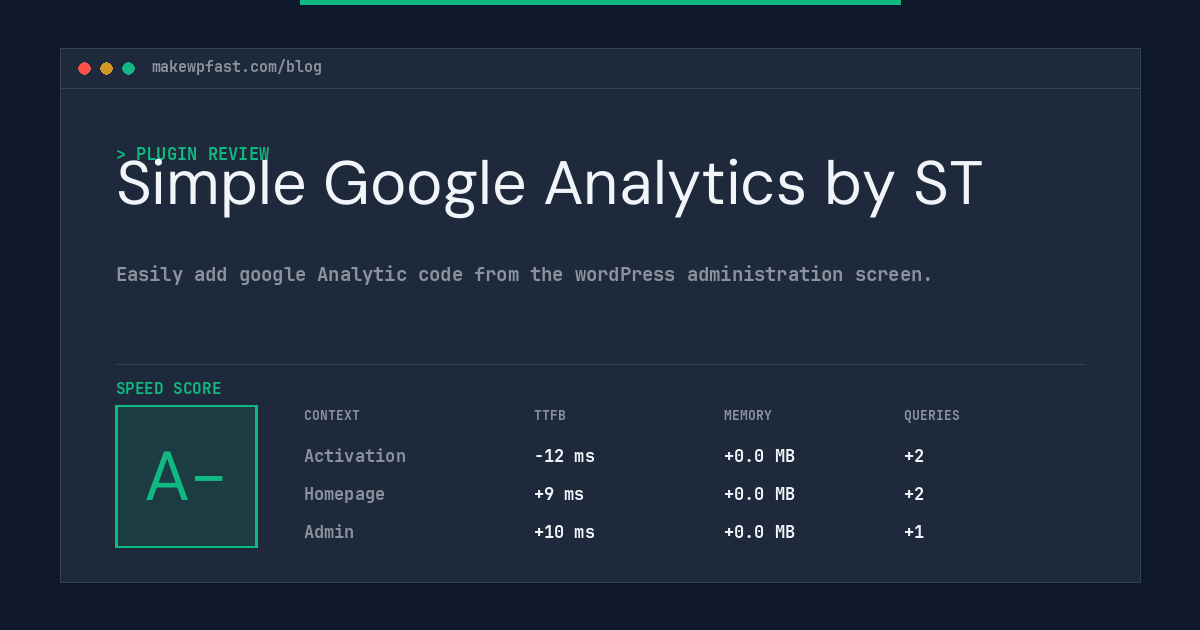Simple Google Analytics by ST - MakeWPFast