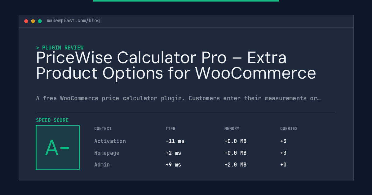 PriceWise Calculator Pro – Extra Product Options for WooCommerce - MakeWPFast