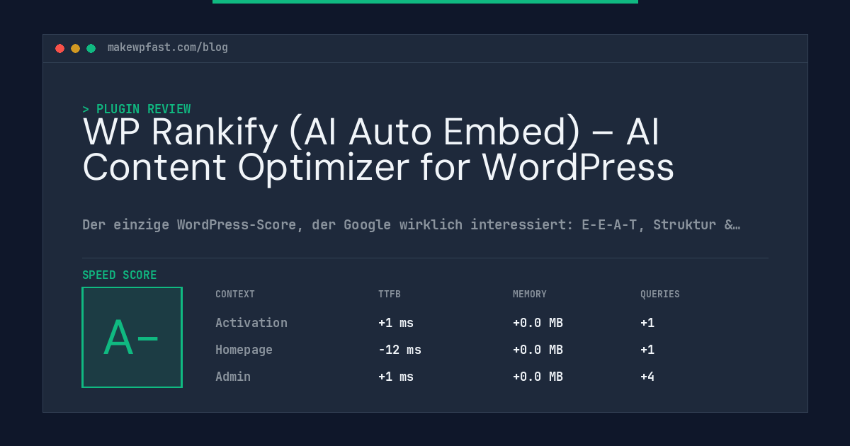 WP Rankify (AI Auto Embed) – AI Content Optimizer for WordPress - MakeWPFast
