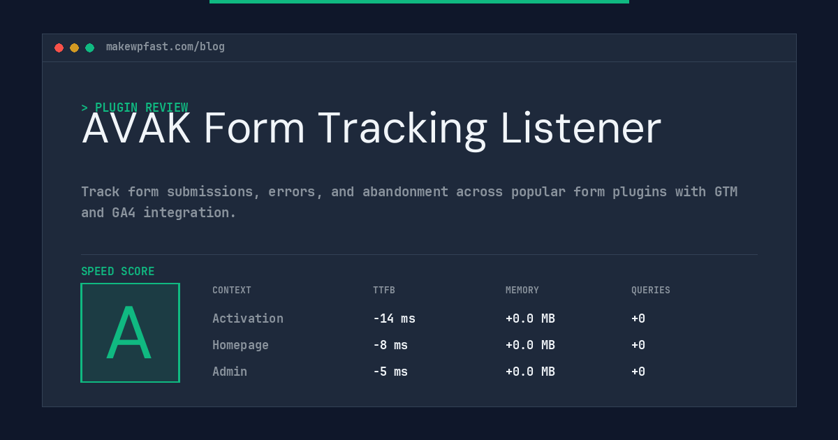 AVAK Form Tracking Listener - MakeWPFast