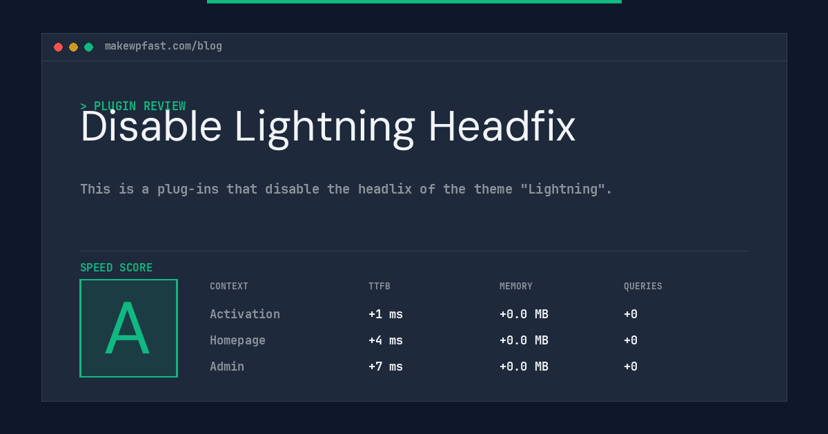 Disable Lightning Headfix - MakeWPFast