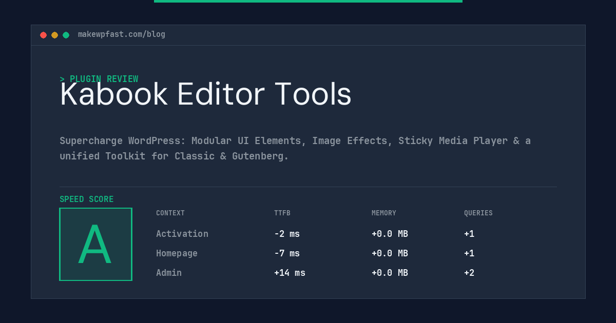 Kabook Editor Tools - MakeWPFast