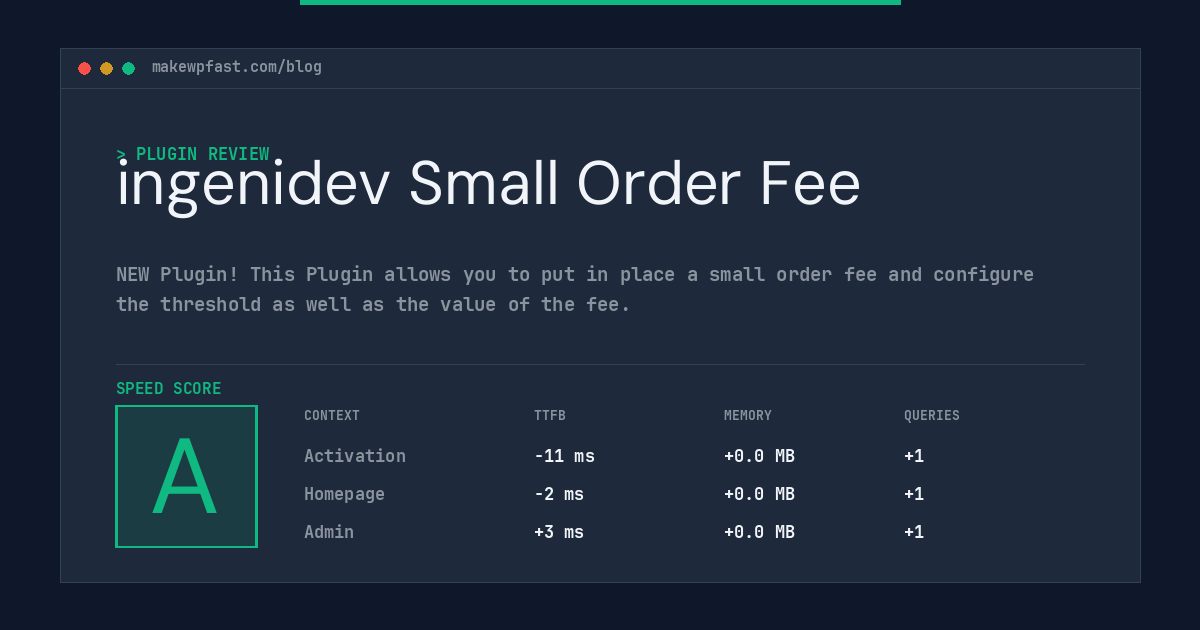 ingenidev Small Order Fee - MakeWPFast