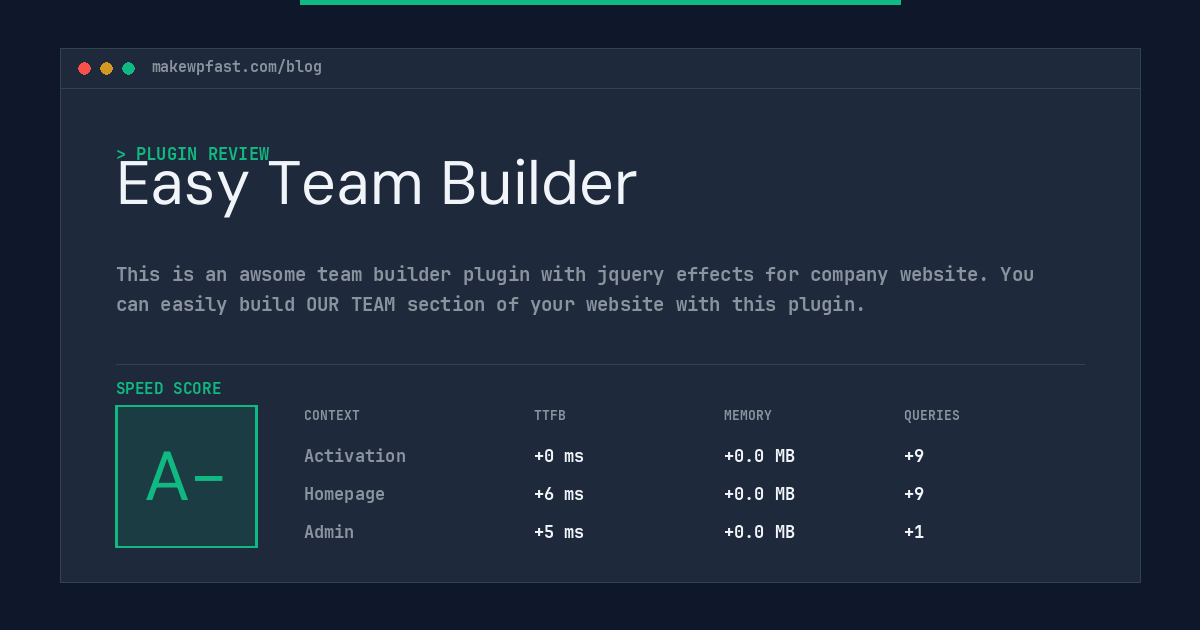 Easy Team Builder - MakeWPFast