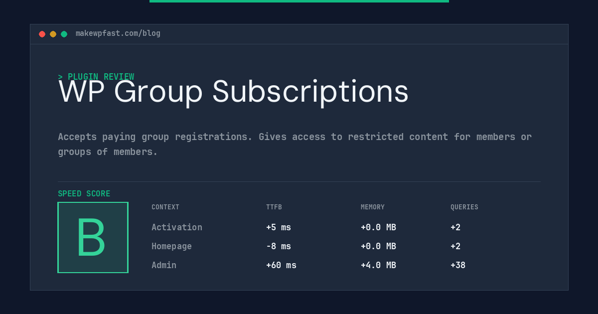WP Group Subscriptions - MakeWPFast