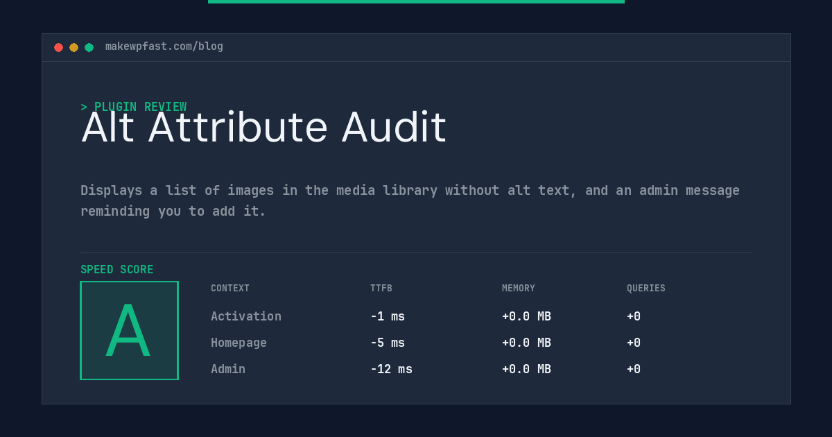 Alt Attribute Audit - MakeWPFast