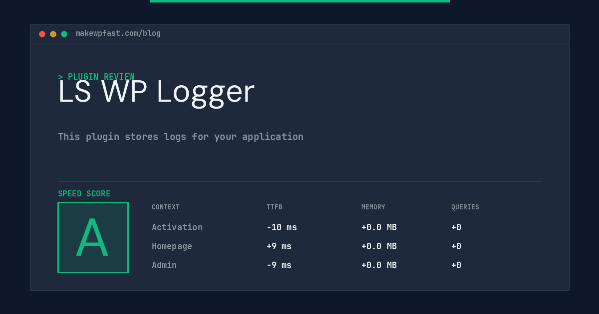 LS WP Logger - MakeWPFast