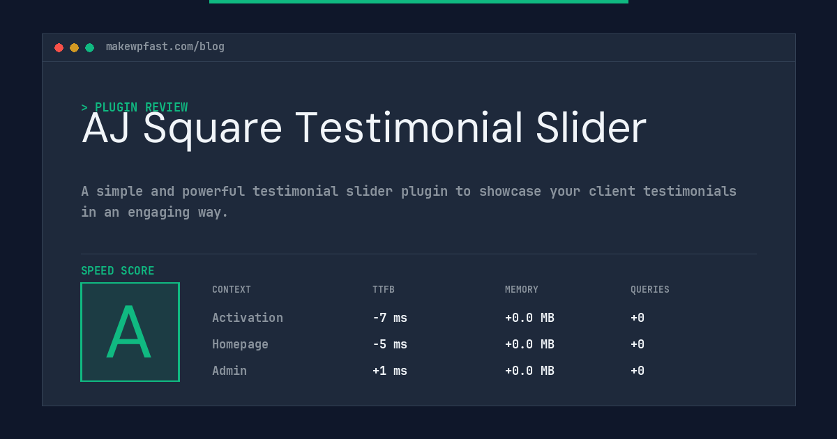 AJ Square Testimonial Slider - MakeWPFast