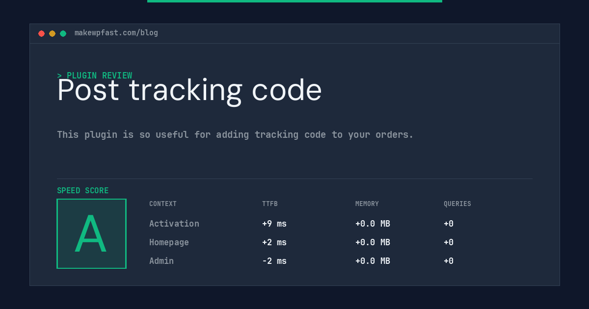 Post tracking code - MakeWPFast
