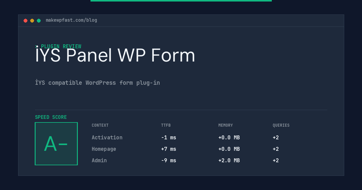 İYS Panel WP Form - MakeWPFast