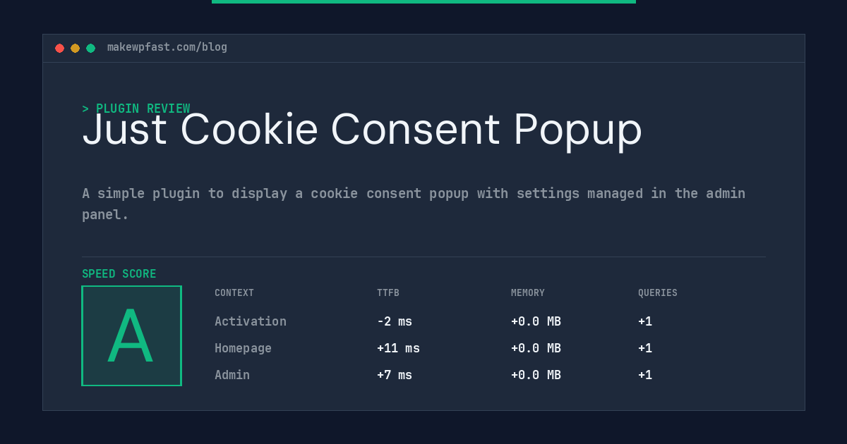 Just Cookie Consent Popup - MakeWPFast