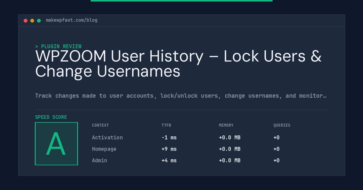 WPZOOM User History – Lock Users & Change Usernames - MakeWPFast