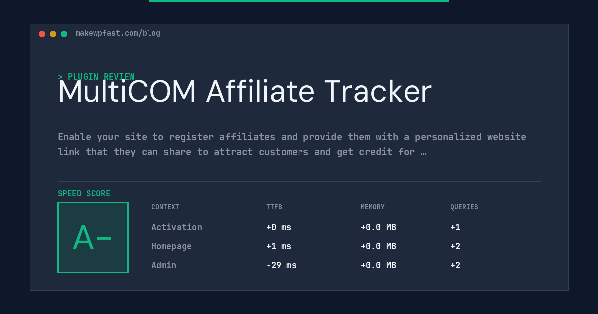 MultiCOM Affiliate Tracker - MakeWPFast