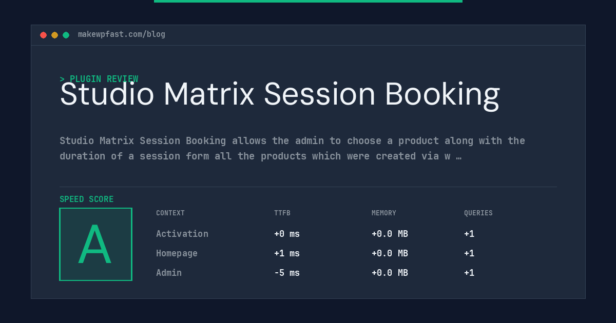 Studio Matrix Session Booking - MakeWPFast