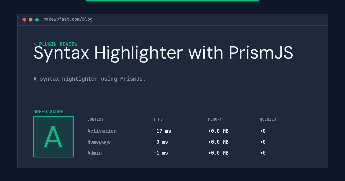 Syntax Highlighter with PrismJS - MakeWPFast