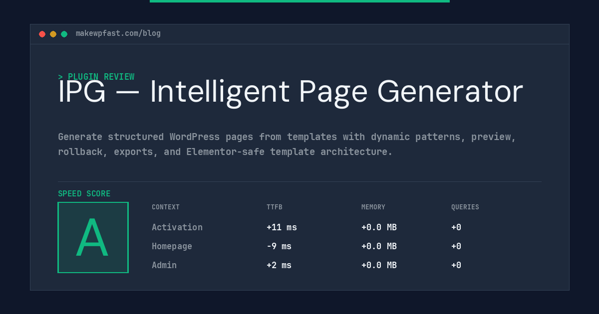 IPG — Intelligent Page Generator - MakeWPFast