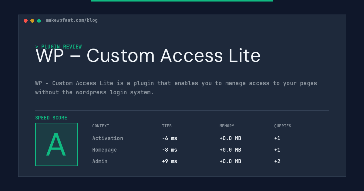 WP – Custom Access Lite - MakeWPFast