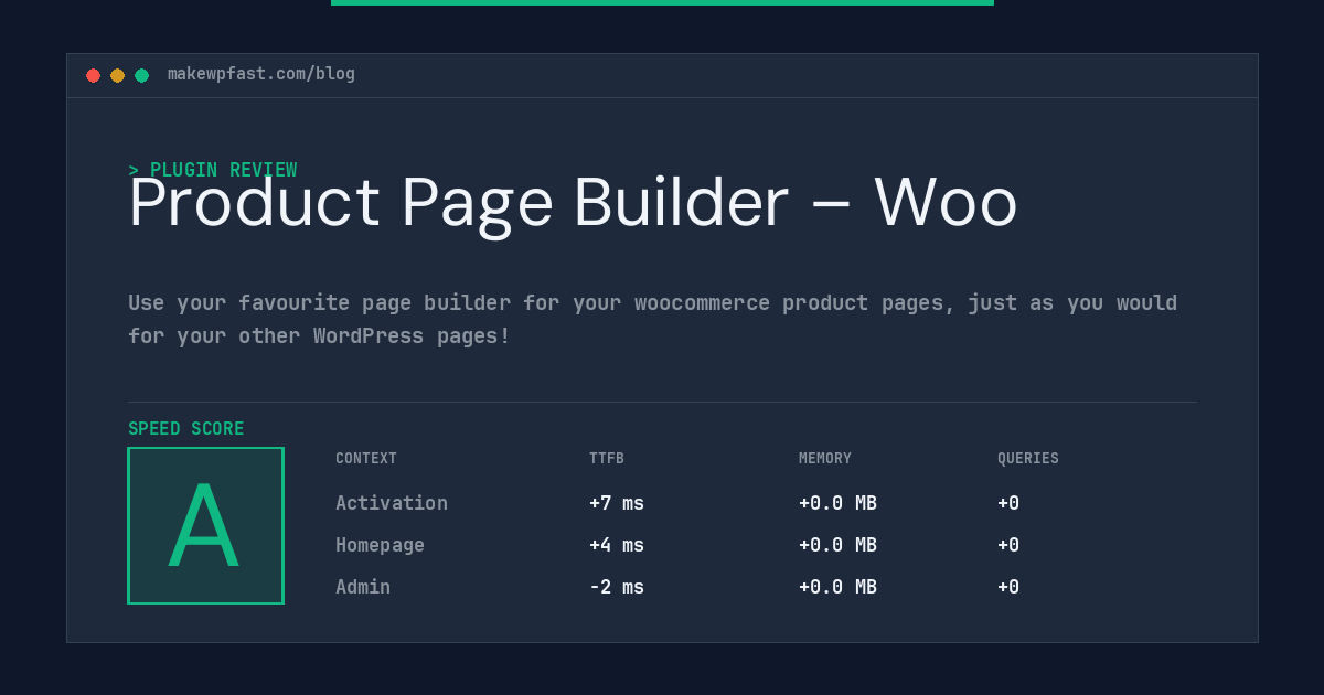 Product Page Builder – Woo - MakeWPFast