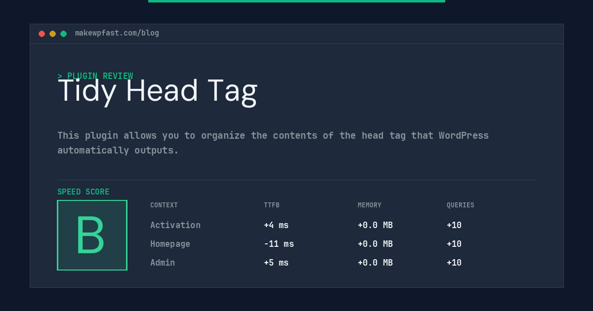 Tidy Head Tag - MakeWPFast