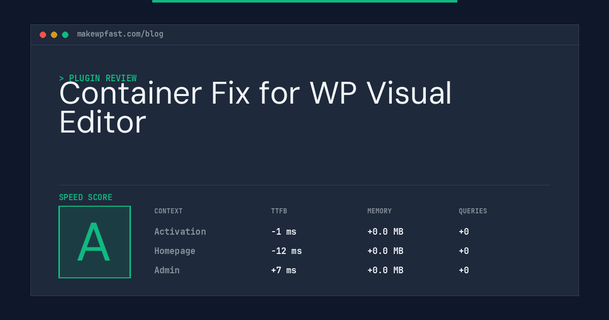 Container Fix for WP Visual Editor - MakeWPFast