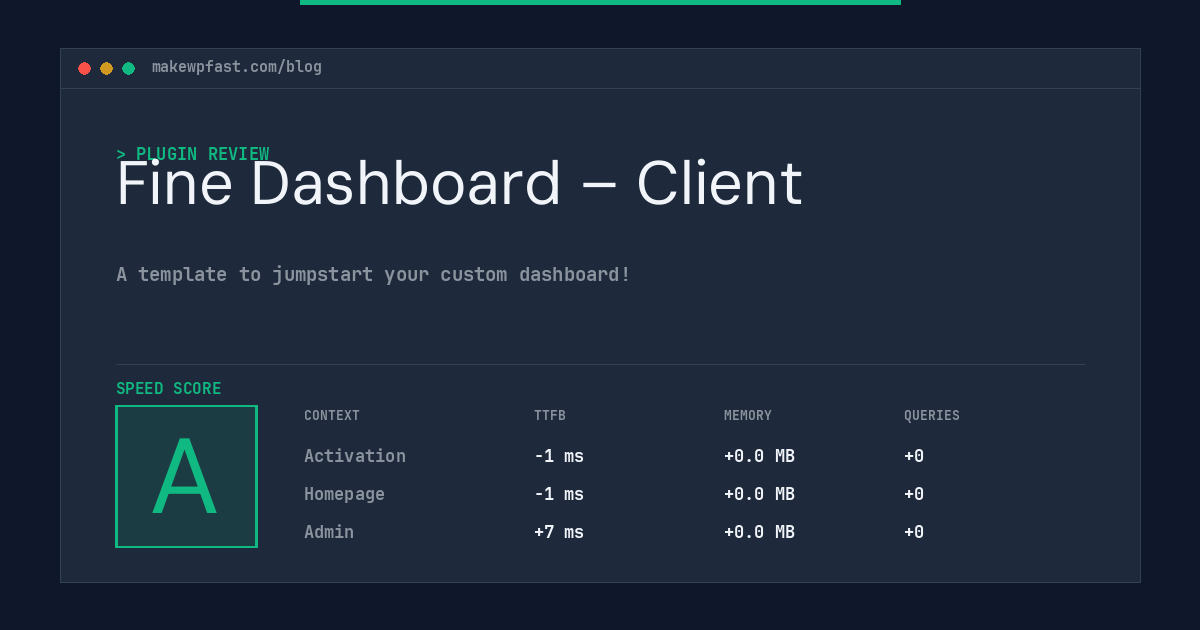 Fine Dashboard – Client - MakeWPFast